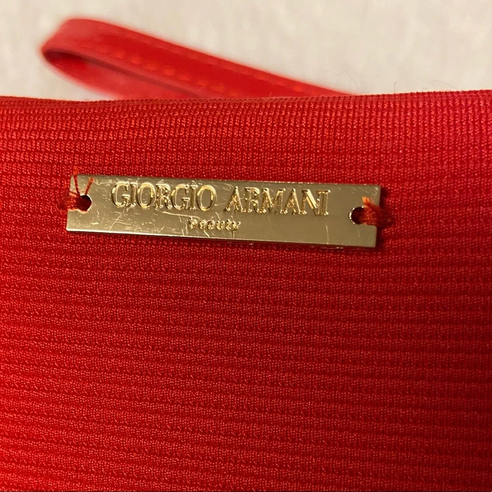 New Giorgio Armani Beaute red snap zippered wristlet - Picture 6 of 10